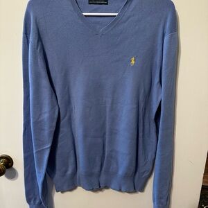 Polo by Ralph Lauren Men's Light Blue V-Neck Sweater